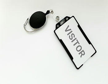 Identification card, White Badge with text Visitor