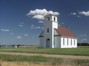 A church out in a field in Ellsworth, Kansas.